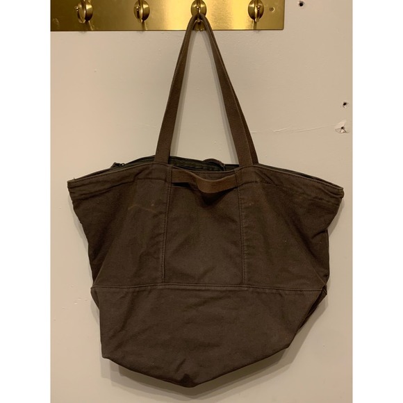 Baggu Large Canvas Tote Bag Dark‎ Brown Travel Weekender Carryall - Picture 2 of 10